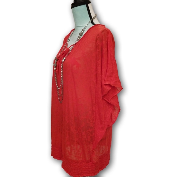 AE Sport Flutter Sleeve Peasant Blouse Red Size 2X - Picture 5 of 16